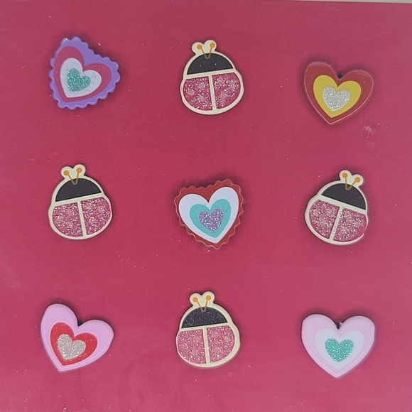 K&Company Brads Hearts and Ladybugs Brads 9 pcs Bugs Spring Summer Brads - Picture 2 of 8